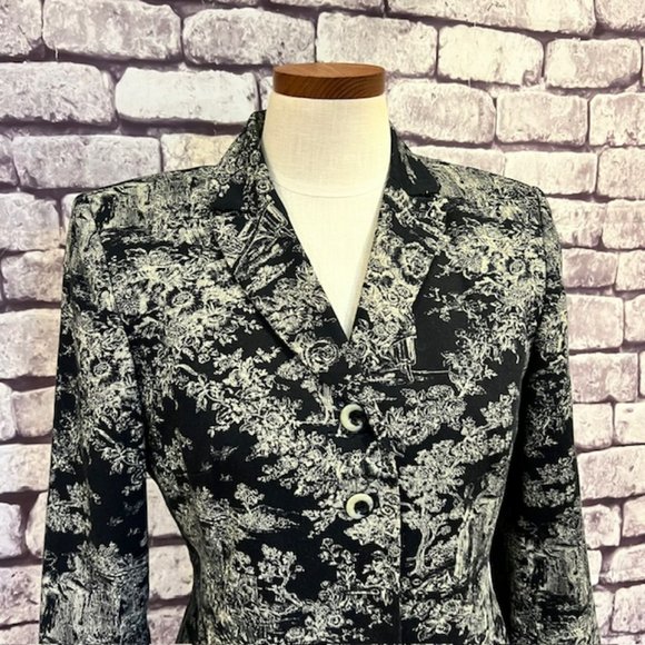 🎉Host Pic🎉Le Suit Black & Beige Long Sleeve Blazer Jacket Size 6 - Picture 2 of 9